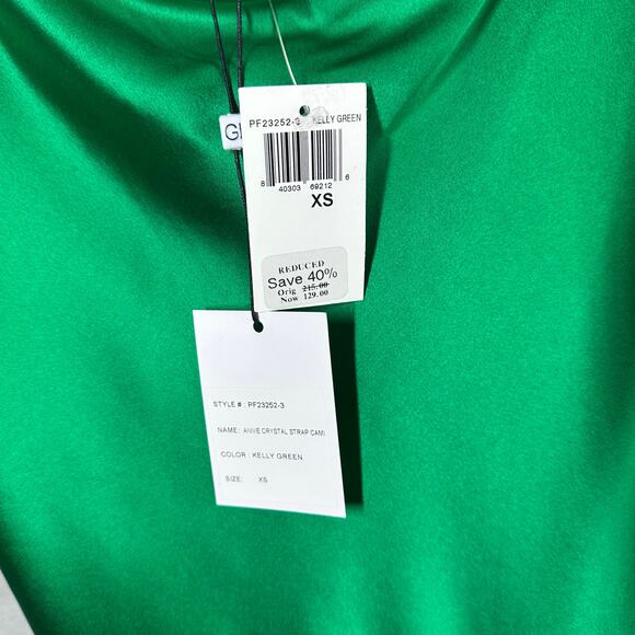 GENERATION LOVE Annie Silk Crystal Strap Cami Kelly Green Size XS - Picture 5 of 13